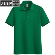 JEEP SPIRIT23夏新款220克純棉polo男t恤短袖翻領(lǐng)寬松純色珠地全棉汗衫 正綠 L 135至155斤左右