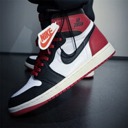 耐克（NIKE）aj男鞋 Air Jordan 1 High OG 高幫復古男子運動(dòng)休閑鞋 aj1籃球鞋 DZ5485-106黑紅腳趾 消失的飛翼 黑白紅 45
