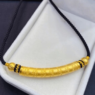 尋森足金999男士黃金手鏈心經(jīng)百福彎管真言轉(zhuǎn)運珠黃金百福手鐲情侶款 百福彎管項鏈編織約4克