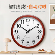 北極星（POLARIS）掛鐘客廳家用智能鐘木紋電波時(shí)鐘自動(dòng)對(duì)時(shí)鐘表38cm