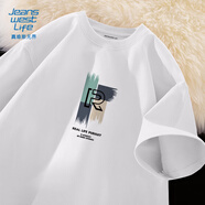 JEANSWEST LIFE真維斯歐美風(fēng)短袖t恤男夏季純棉男士五分袖學(xué)生校園字母潮流中袖T