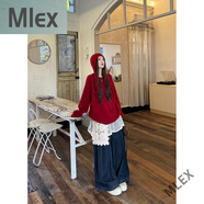 MLEX新年穿搭紅色麻花毛衣女秋冬2024新款慵懶風感針織衫帽子上衣 紅色毛衣 均碼
