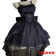 顏熏末春季新款法式細閃千金名媛生日禮裙氣質(zhì)顯瘦拖尾連衣裙短裙女 藍色裙子+拖尾+蝴蝶結 XL 175