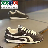 卡帝樂鱷魚（CARTELO）百搭阿甘鞋男2024秋季磨砂皮休閑男鞋新款快手舒適輕便百搭運動鞋 灰色 39