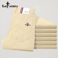 GOLF MODERN 高爾夫休閑褲男秋冬燈芯絨條絨男褲厚款直筒長(zhǎng)褲 米黃色 30