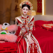 枝己秀禾服新娘敬酒服2025新款訂婚衣服婚紗主紗高檔結(jié)婚禮服古裝嫁衣 X616 S