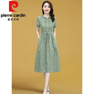 皮爾卡丹（pierre cardin）棉麻連衣裙女裝夏天薄款2025年新款小個(gè)子中長(cháng)款夏季減齡碎花裙子 果綠色 2XL (建議125-135斤 )