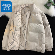 真維斯（JEANSWEST）【兩面穿】棉服男棉衣秋冬季潮流加厚外套男士衣服秋冬裝男裝保暖 米白色【雙面穿】 M 建議100-130斤