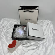 【店鋪熱銷(xiāo)】專(zhuān)柜原版同款白色香奈兒口紅盒紙袋禮品袋禮品盒包裝 天地蓋香水盒一套+燈+花