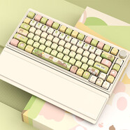 蝙蝠騎士PLUS春日派對智能手托三模女生可愛游戲辦公機械鍵盤 奶白面蓋  金屬智能手托版 幽蘭軸V2(麻將音-游戲辦公) x 