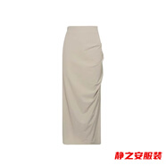 瑪菲萱美式杏色開叉休閑半身裙女夏薄款高腰修身包臀顯瘦速干工裝長裙子 灰咖色 M