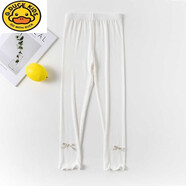G.DUCKKIDS小黃鴨女童打底褲夏季超薄款彈力兒童莫代爾長(cháng)褲子寶寶七分褲夏天 白色長(cháng)褲 115 130碼建議身高-1e