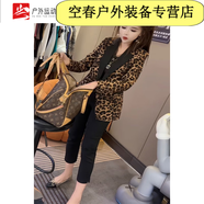 歐貨氣質(zhì)休閑豹紋西服外套女士2023年秋季長袖修身百搭顯瘦上衣潮 L90-105