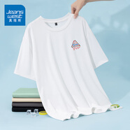 真維斯（JEANSWEST）冰絲速干短袖t恤男夏季簡約百搭寬松涼感T男士透氣吸汗運動半袖衫 白色 彩色潮牌_K L 【品牌精選】