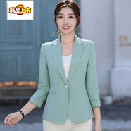 初徑2025新款專(zhuān)柜小西裝外套女春夏氣質(zhì)修身顯瘦薄款百搭感小西服 淺綠色 M