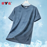 雅鹿冰絲短袖t恤男夏季薄款透氣速干衣男士圓領(lǐng)休閑半截袖體恤上衣男 霧霾藍(lán)/XWD8915 L （重100-125斤高165-170）