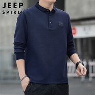 JEEP SPIRIT吉普長(cháng)袖T恤男士POLO打底衫春夏季寬松商務(wù)翻領(lǐng)上衣服潮流體恤