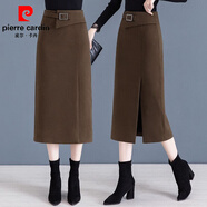 皮爾卡丹（pierre cardin）毛呢半身裙中長(zhǎng)款包臀裙開叉顯瘦百搭一步裙子女春秋冬季2025新款 咖色 L 建議106-116斤