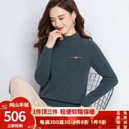 AMNCK羊絨衫女100%山羊絨女士半高領(lǐng)針織女裝品牌打底衫毛衣鄂爾多市產(chǎn) 灰綠 L-建議110-120斤