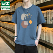 木林森（MULINSEN）運動(dòng)T恤夏季薄款戶(hù)外跑步健身透氣運動(dòng)短袖寬松聚酯纖維圓領(lǐng)上衣 藍色 XL