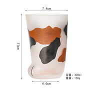 日式貓腳杯動(dòng)物玻璃杯創(chuàng  )意磨砂杯子可愛(ài)貓狗足印早餐牛奶杯現貨 貓腳杯-花色 301-400ml