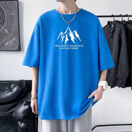 南極人短袖t恤男夏季新款冰絲短袖男潮牌港風(fēng)半袖上衣男體恤 藍色純版 XL