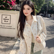 元蓓盈2025春季新款甜美風(fēng)小熊印花牛仔外套韓版復(fù)古寬松休閑夾克上衣女 奶白色外套【限時搶購】 L