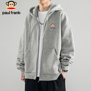 大嘴猴（paul frank）開衫衛(wèi)衣男士春季休閑寬松連帽外套男潮流男裝 淺灰色 XL
