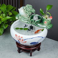 景德鎮(zhèn)陶瓷流水魚缸家用噴泉養(yǎng)魚盆大號碗蓮盆烏龜缸客廳造景擺件 青紅荷+白菜滾珠流水+送7 60x60x28cm