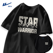 回力（Warrior）短袖T恤男美式休閑夏季純棉男士半袖體恤衫男生潮牌寬松衣服新款 黑#HL發(fā)泡山 2XL 【立體裁剪 舒適有型】