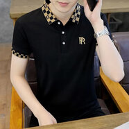 暢登POLO小衫男夏季新款高品質(zhì)刺繡男士翻領(lǐng)T恤輕商務(wù)修身休閑短袖男 黑色【C02】 2XL