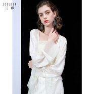 三彩2025春季新款新中式國風(fēng)小外套輕薄寬松襯衫開(kāi)衫女