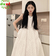 DXOT法式學(xué)院風(fēng)小個(gè)子連衣裙2025夏季新款無(wú)袖波點(diǎn)超仙氣質(zhì)圓領(lǐng)長(zhǎng)裙潮 白色連衣裙 M 建議95-105斤