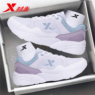特步（XTEP）女鞋冬季輕便百搭運動(dòng)鞋2025新款透氣網(wǎng)鞋休閑老爹軟底跑步鞋子女 白淺紫 40