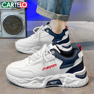 卡帝樂鱷魚（CARTELO）男鞋秋冬季2025潮流鞋子男時(shí)尚運(yùn)動(dòng)休閑鞋男士厚底板鞋 深藍(lán) 41碼