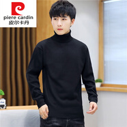 皮爾卡丹（pierre cardin）2025秋冬新款半高領(lǐng)毛衣男韓版潮流針織毛線衫內(nèi)搭打底衫加絨加厚 369高領(lǐng)毛衣-黑色 M 90-110斤