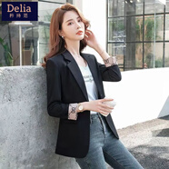 矜持范黑色小西裝外套女短款上衣2025年春秋新款炸街休閑小個(gè)子西服韓版 黑色七分袖薄西裝 （修身版型） M 建議85-斤