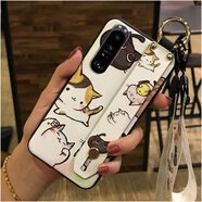 伊言適用索尼Xperia1 iv/PDX-223手機殼卡通掛繩趣味情侶男女款軟殼 黑色腕帶五只小貓 其他手機型號
