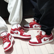 NIKE耐克男鞋女鞋AJ1情侶鞋Air Jordan 1低幫新年紅白休閑籃球運動(dòng)鞋 新年款白紅 38 【GS】
