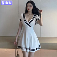麥潮尚300斤特大碼女裝性感連衣裙夜店工作服按摩足浴技師 白色 XL 建議120-150斤