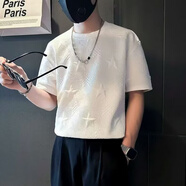 寫(xiě)璇（XIEXUAN）加肥加大碼短袖t恤男寬松簡(jiǎn)約打底衫百搭五分袖上衣夏季胖子T體恤 T915白色 M