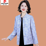 皮爾卡丹（pierre cardin）媽媽春秋國風(fēng)外套洋氣秋裝薄款中老年新中式短款風(fēng)衣女 輕奢灰 XL (參考90-105斤)