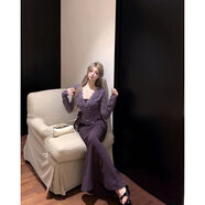 FSHE兩件套紫色連衣裙2025新款蕾絲系帶修身性感吊帶長(cháng)款長(cháng)裙氣質(zhì)女裝 紫色吊帶裙(修身性感) S