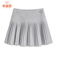乖甜星學(xué)院風(fēng)深灰色百褶裙短裙女2025春秋小個子百搭高腰毛呢a字半身裙 淺灰色 M