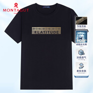 夢特嬌（MONTAGUT）短袖T恤夏季男士圓領(lǐng)純棉涼感透氣中青年男裝百搭體恤黑色XL/52