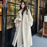 皮爾卡丹（pierre cardin）皮毛一體皮草外套女2025新冬款環(huán)保毛毛外套水貂毛長款大衣美拉德 米白色 溫柔米(百搭) S 90-120斤
