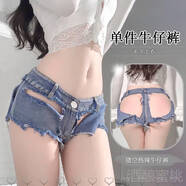 欲動(dòng)黑緊身牛仔開(kāi)襠褲女夏季高腰辣妹打底美式超短褲外穿褲子熱褲DK1 P-231火辣短褲 L [建議115-130斤]