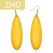 ZHIO歐美流行耳環(huán)個(gè)性木頭耳墜耳飾 多彩水滴耳墜 跨境電商小飾品貨源 黃色