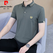 皮爾卡丹（pierre cardin）2025新款夏季翻領(lǐng)男士短袖t恤潮流青年冰絲棉帶領(lǐng)體恤半袖polo.衫 1001碳灰色 2XL 【141-155斤】