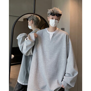 pdmcms超超超會(huì)穿 cleanfit小眾簡(jiǎn)約華夫格假兩件V領(lǐng)衛(wèi)衣灰色簡(jiǎn)約學(xué)院風(fēng) 灰色 M